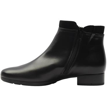 GABOR 803102 LOW HEEL BOOT - BLACK LEATHER