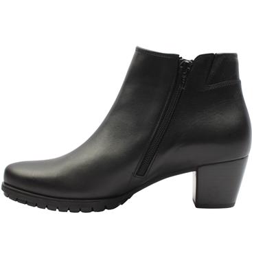GABOR 803301 HEELED ANKLE BOOT - BLACK LEATHER