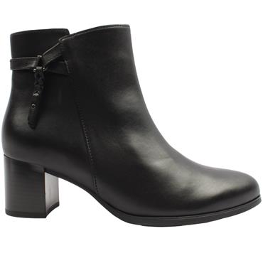 GABOR 805301 ANKLE BOOT - BLACK LEATHER