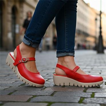 WONDERS C33353 SLING BACK SHOE - RED