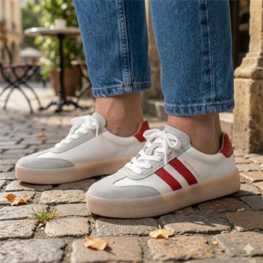 DRILLEYS FIFTY FOUR SHOE - WHITE RED