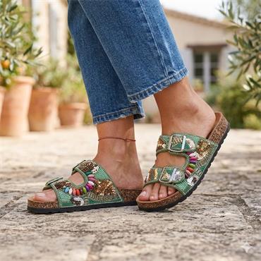 HEAVENLY FEET JESS MULE - GREEN