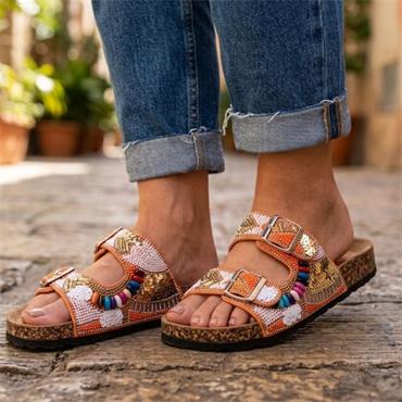 HEAVENLY FEET JESS MULE - ORANGE