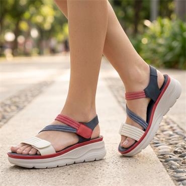 REDZ LISSAR WEDGE SANDAL - NAVY MULTI