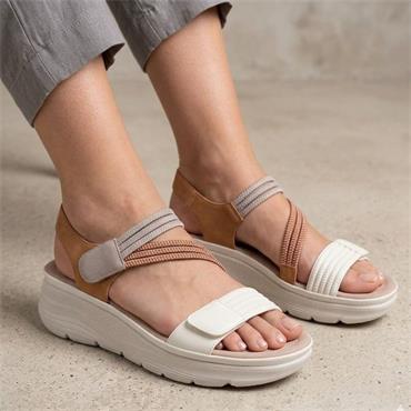 REDZ LISSAR WEDGE SANDAL - WHITE TAN