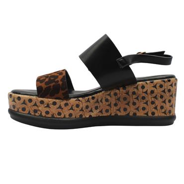 HEAVENLY FEET MORVEN SANDAL - BLACK/LEOPARD
