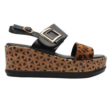 HEAVENLY FEET MORVEN SANDAL - BLACK/LEOPARD