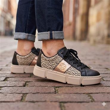 RIEKER N5910 LACED SHOE - BLACK MULTI