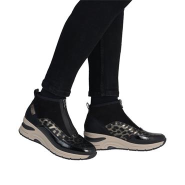 RIEKER N9362 BOOT - BLACK/LEOPARD