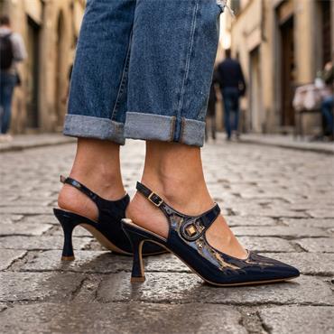 KATE APPLEBY PARCIAU SLING BACK - NAVY PATENT