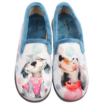 PLUMAFLEX  R12215 FULL SLIPPER - GREY BLUE