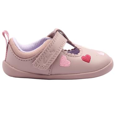 CLARKS ROAMER HEART T SHOE - DUSKY PINK F