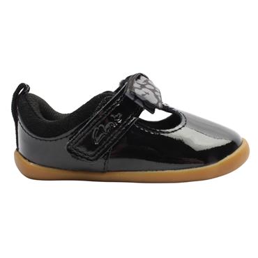 CLARKS ROAMER TRIM T PREWALKER SHOE - BLACK PATENT G