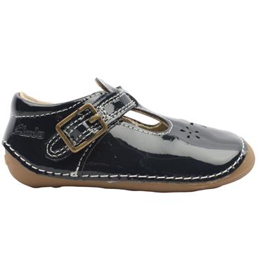 CLARKS TINY SKIP T SHOE - NAVY PATENT G