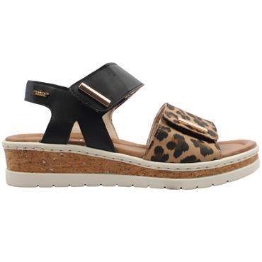 RIEKER V4181 SANDAL - BLACK/LEOPARD