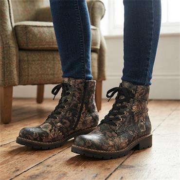 RIEKER Y9103 LACED BOOT - BLACK MULTI