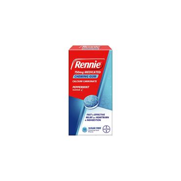 RENNIE MEDICATED CHEWING GUM 750MG 10S