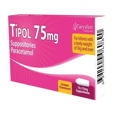 TIPOL 75MG PARACETAMOL SUPPOSITORIES 10 PACK