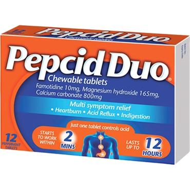 PEPCID DUO PEPPERMINT 12 CHEWABLE TABLETS