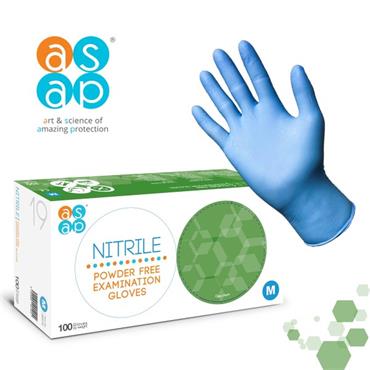 ASAP BLUE REGULAR NITRILE PF EXAM GLOVES 100S
