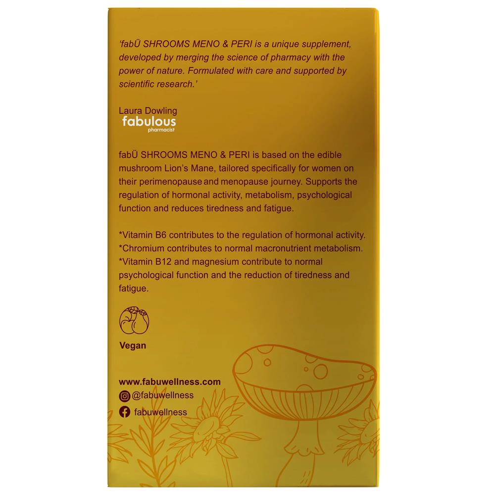 fabÜ SHROOMS MENO & PERI Menopause Support Supplement