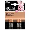 DURACELL SIMPLY AAA BATTERIES 4 PACK