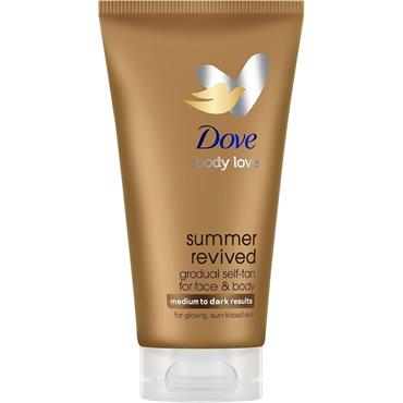 DOVE SUMMER REVIVED SELF TANNING MILK FACE AND BODY SHADE MEDIUM TO DARK 75ML