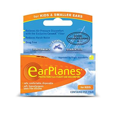 EARPLANES PROTECTION FROM FLIGHT EAR DISCOMFORT FOR KIDS 1 PAIR