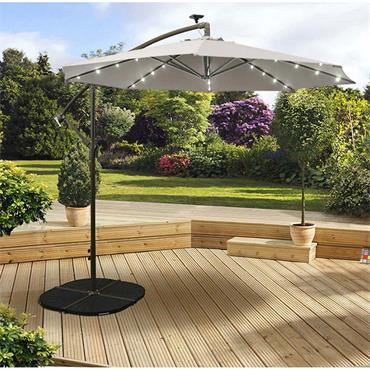 The Garden Collection Beige Solar LED Overhang Parasol 2.7M