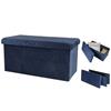 Foldable Storage Ottoman - Blue Velvet  76x38xH38cm