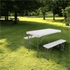 Folding White Table With 2 Benches
