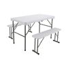 Folding White Table With 2 Benches
