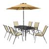 Florina Taupe 6 Seater Dining Set with Parasol