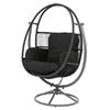 Premium Wicker Swivel Egg Chair in Black with Black Cushion