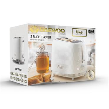Daewoo Toaster 2 Slice Hive White