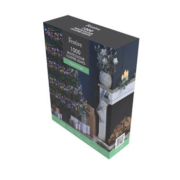 1000 Cluster Light - Multi-Coloured Light /White Cable