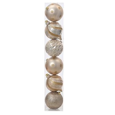 Luxury Pack of 6 Shatterproof 15cm Baubles - Pearl Mix