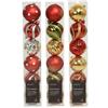 Luxury Pack of 6 Shatterproof 15cm Baubles - Red Mix 3 Asst'd
