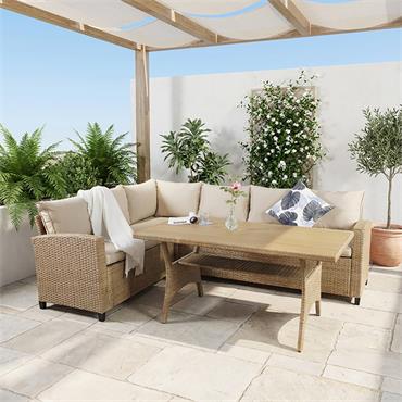 Canto L Corner and Polywood Table Natural