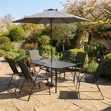 Amora 6 Seater Dining Set with Parasol