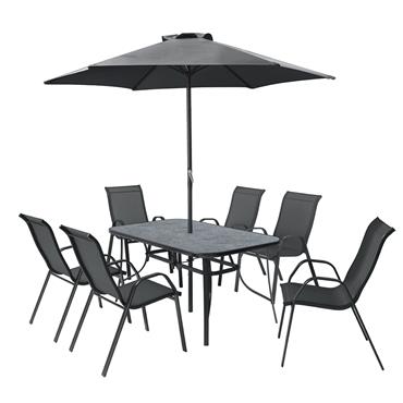 Amora 6 Seater Dining Set with Parasol