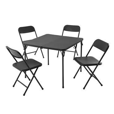 Folding Table and 4 Chairs in 1 Box - Black