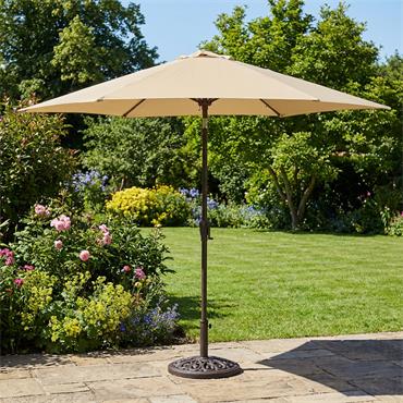 Alum 3m Parasol with LED's and Tilt -Taupe