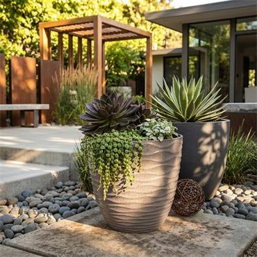 Windermere Glazed Planter Grey 33cm