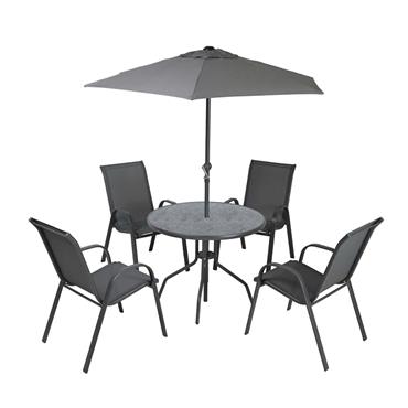 Amora 4 Seater Dining Set with Parasol