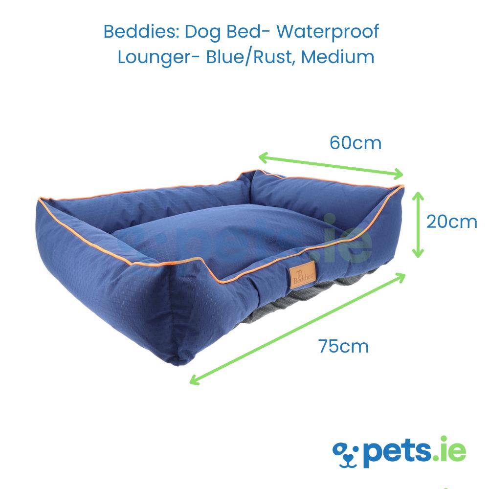 Beddies Dog Bed Waterproof Lounger Blue/Rust Pets.ie Ireland