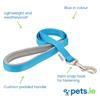 Viva - Padded Dog Lead - Blue - 100cm x 1.9cm