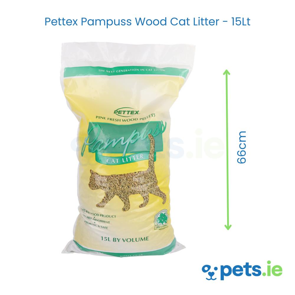 Pampuss Wood Cat Litter 15Lt Pets.ie Ireland