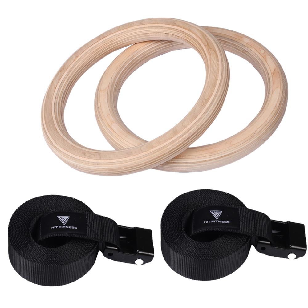Hit Fitness Wooden Gym Ring Set McSport Ireland