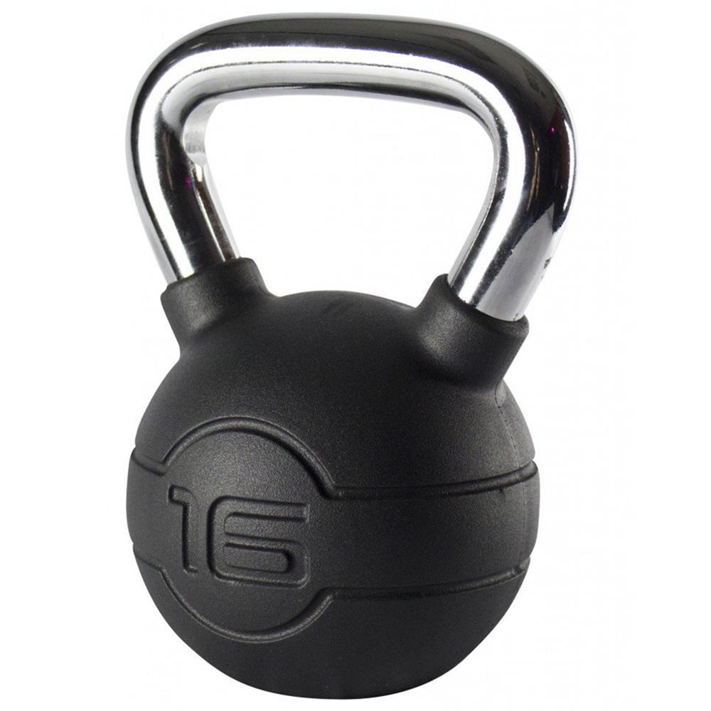 16kg Jordan Black Rubber Kettlebell With Chrome Handle